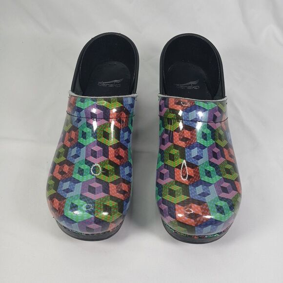 Dansko Professional Women’s Clogs Size 41 US 10.5-11 Multicolor Geometric Print - Picture 2 of 12